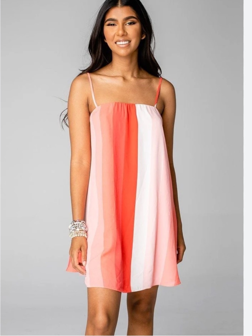Jun & Ivy Ombré Pink Mini Dress color-block panels in pink & cream Size Small